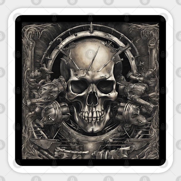 HEAVY METAL SKULL ART Sticker by Klau